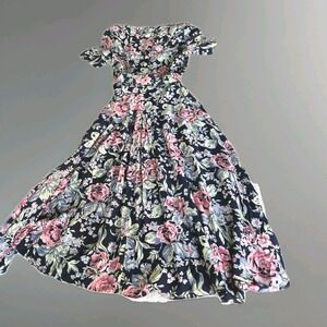 VTG 80's E.D. Michaels Melanie Drucker Floral Belted‎ Cottagecore Dress Sz 5-6